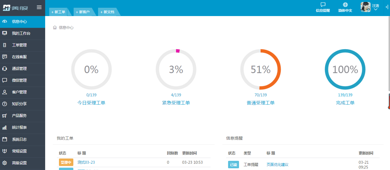 美服云客服智能工单系统+APP与PC端高效配合